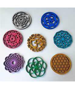Set de 7 Mandalas + Om 10cm Madera