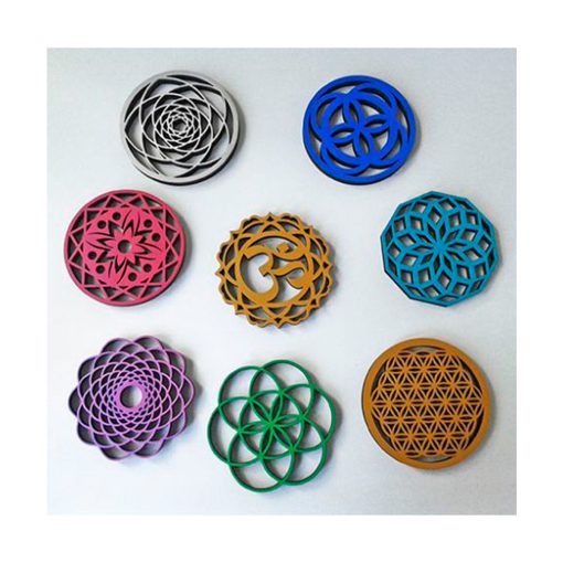 Set de 7 Mandalas + Om 10cm Madera