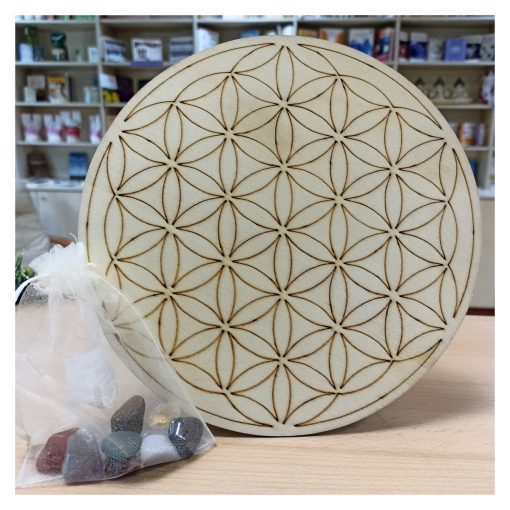 Pack Rejilla Simb. Flor de la Vida + Kit de Piedras Chakras