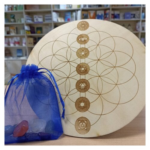 Pack Rejilla Simb. Flor de la Vida Chakras + Kit de Piedras