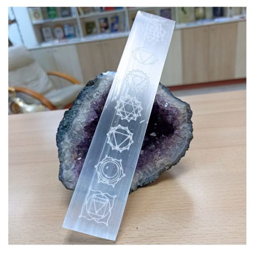 Regla de Selenita con Chakras 19cm - Imagen 2