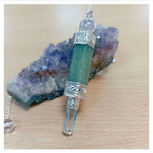 Pendulo Punta Cuarzo Crystal y Cuerpo Jade 6cm